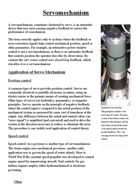 Servo Mechanism | PDF | Servomechanism | Control Engineering