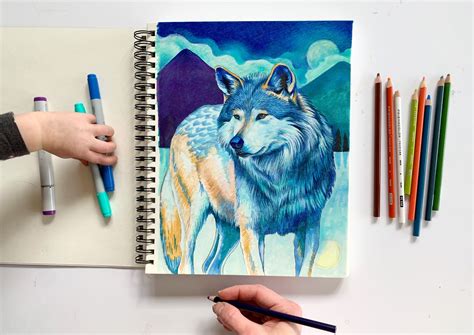 Colorful Wolf Drawings