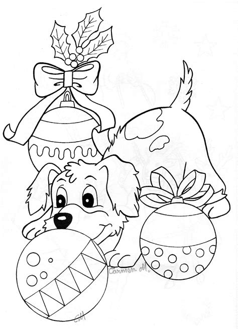 Christmas puppy Новый год, Рождество, Щенок, Собака Puppy Coloring ...