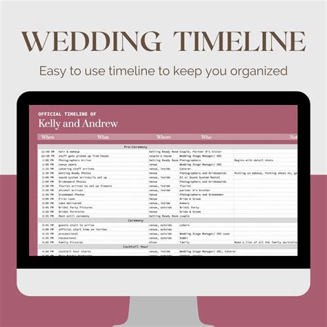 Wedding Timeline Spreadsheet Timeline Planner and Wedding Organizer ...