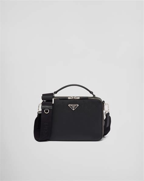 Black Medium Prada Brique Saffiano leather bag | Prada