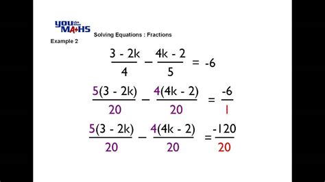 Solving Linear Equations : Fractions 2 - YouTube