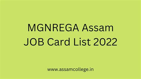 Mgnrega Assam Job card list 2023, Apply for MGNREGA Job card