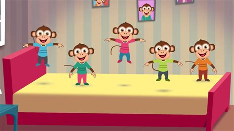 Five Little Monkeys Jumping on the Bed Nursery Rhyme - Cartoon ...