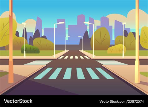 Cartoon crosswalks street road crossing highway Vector Image