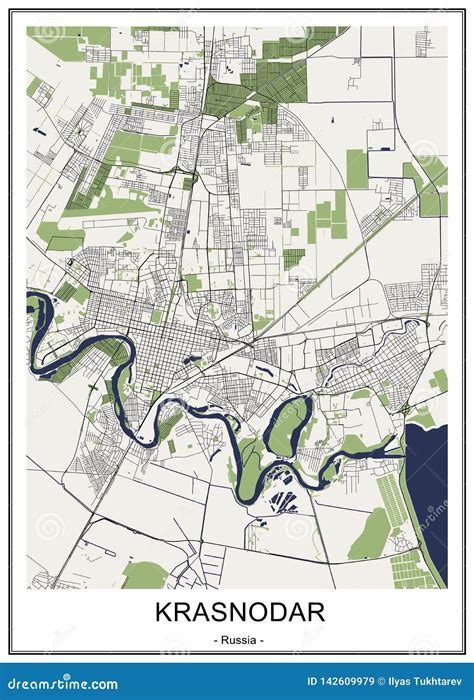 Map of the City of Krasnodar, Russia Stock Vector - Illustration of ...