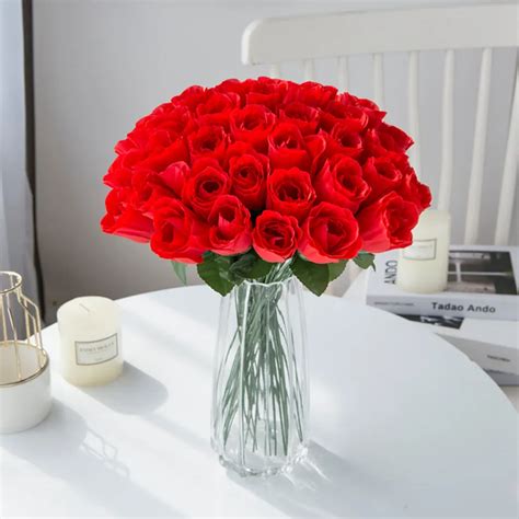 10Pcs-Red-Roses-Bouquet-Vase-for-Home-Decor-Garden-Wedding-Decorative ...