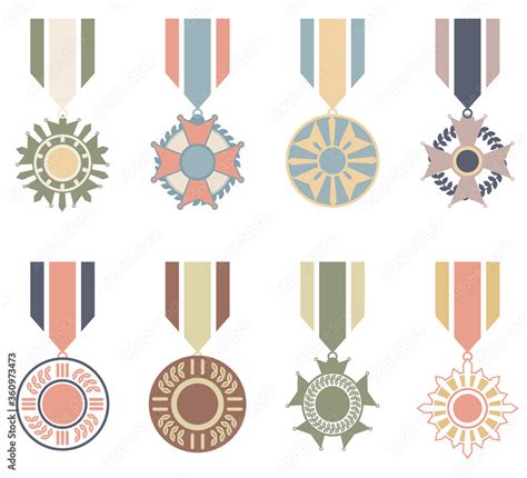 War medals collection with retro concept.Vector illustration of vintage ...