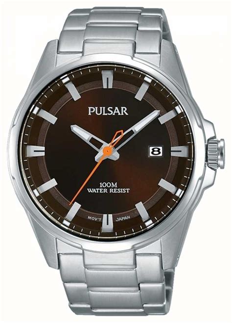 Pulsar Gents Stainless Steel Brown Face Watch PS9507X1 - First Class ...