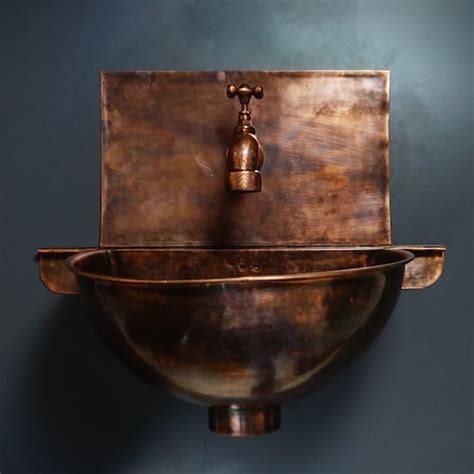 Copper Wall Mount Vessel Sink Bathroom rustic Vessel Copper - Etsy