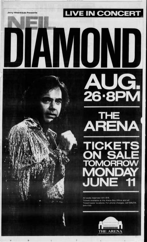 Neil Diamond at The Arena, 1984 | Arena, Neil diamond, Arenas