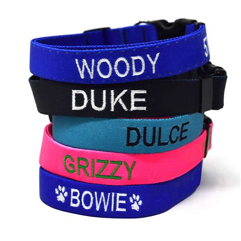 Personalized Embroidered Dog Collars | 3 Sizes, 15 Colors, Art Icons ...