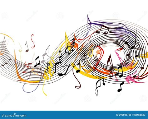 Colorful Music Sheet with Notes in Hand-drawn Style Stock Vector ...