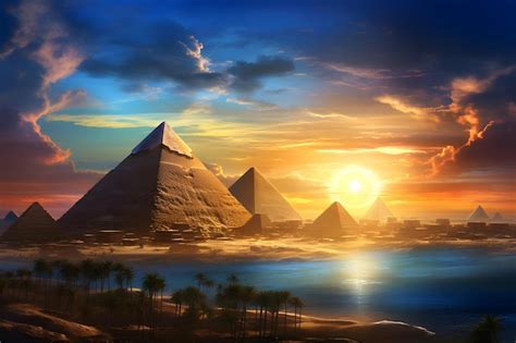 Premium Photo | Egypt pyramids in sunset