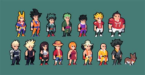 Famous pixel anime characters by Sim0n404 : r/PixelArt