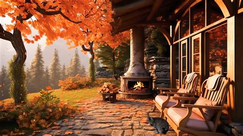 Fall Porch Ambience with Cozy Fireplace | Cozy Fireplace, Autumn Sounds ...