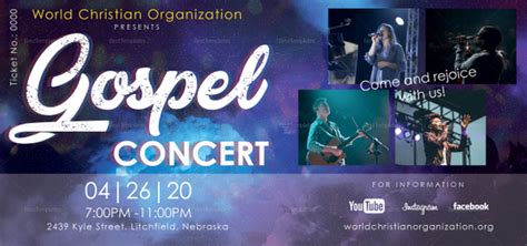 Gospel Concert Ticket Design Template in PSD, Word, Publisher ...