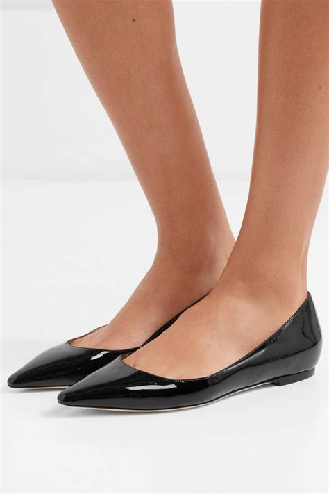 Jimmy Choo Womens Romy patent-leather point-toe flats Black, Black Flat ...