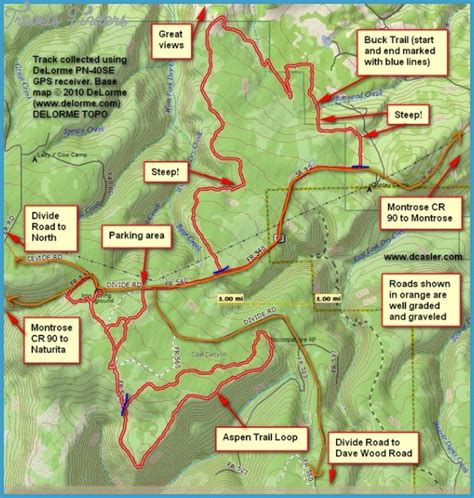 Aspen Hiking Trail Map - California southern Map