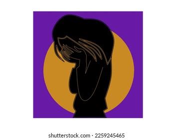 Silhouette Illustration Woman Sad Alone Stock Vector (Royalty Free ...