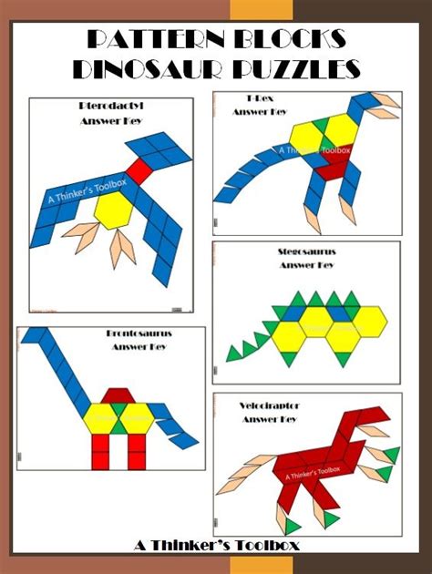 Dinosaur Pattern Block Mat Printables & Worksheets | Pattern blocks ...