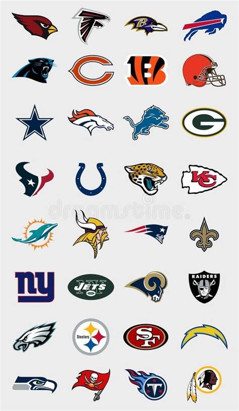 NFL teams logos. Vector official logos collection of the 32 national ...