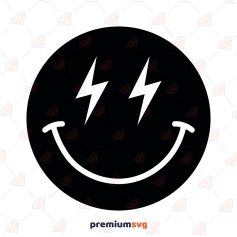 Smiley Face With Lightning Bolt Eyes Svg Smiley Face Svg Happy Face ...