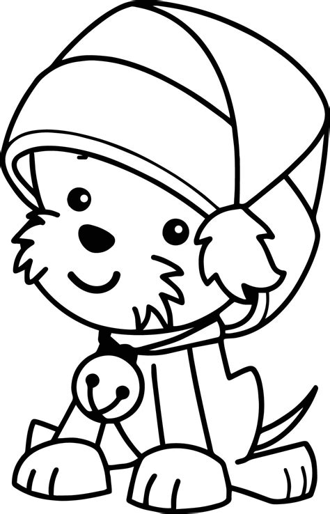 Christmas Santa Claus Hat Cute Dog Coloring Page | Wecoloringpage.com