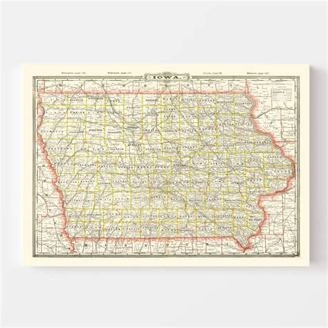 Vintage Map of Iowa 1888 by Ted's Vintage Art