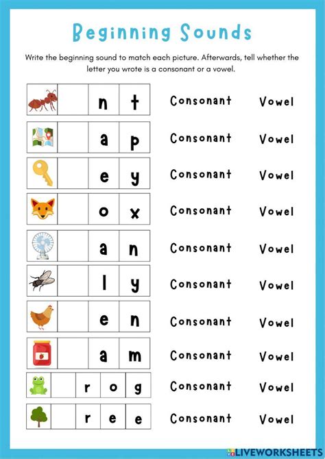 Consonants and Vowels interactive exercise | Live Worksheets ...