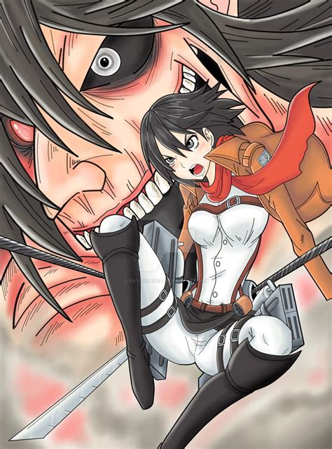 Mikasa and Eren Titan by Ray-D-Sauce on DeviantArt