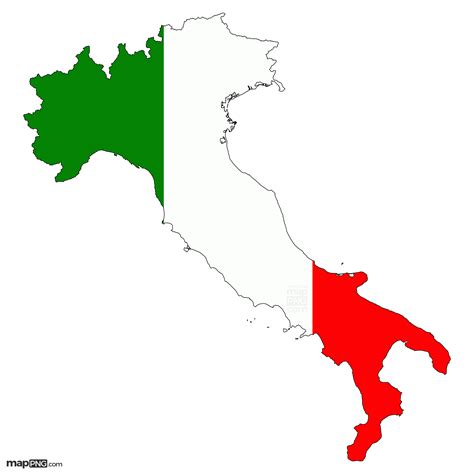 Italy Map with the Italian Flag