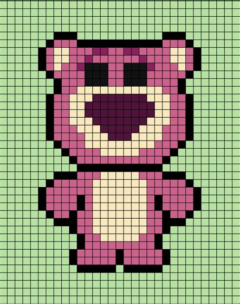 Lotso Pixel Art | Minecraft piksel sanatı, Şirin çizim, Piksel sanatı