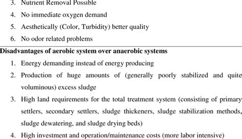 1 Advantages and Disadvantages of aerobic system over anaerobic systems ...