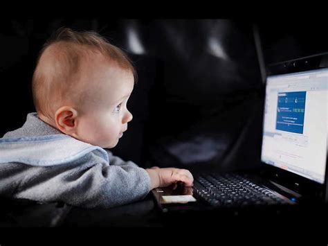 Busy Baby on Laptop, cute, silly, typing, funny, laptop, baby, HD ...