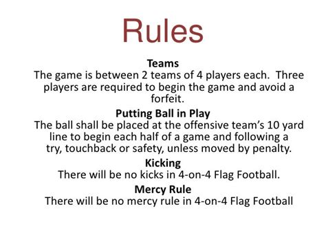 Co-ed 4-on-4 Flag Football Rules