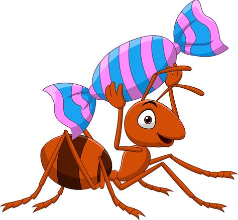 Cartoon funny ant carrying a candy 5162388 Vector Art at Vecteezy