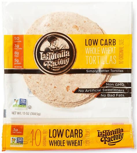 Amazon.com: La Tortilla Factory Low Carb Whole Wheat Tortillas, Non-GMO ...