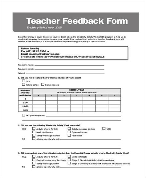 School Feedback Form Sample | Best of Document Template