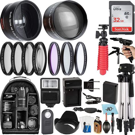 A-Cell 58mm Accessory Bundle for Canon EOS Rebel T7, T6, T5, T3, T100 ...