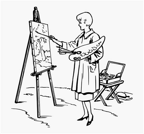 Transparent Easel Png - Artist Clipart Black And White, Png Download ...