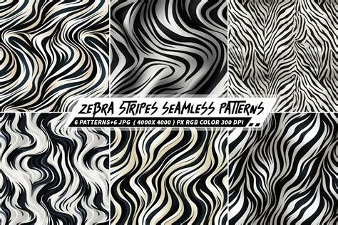 Zebra Stripes 6 Seamless Patterns | Graphics ~ Creative Market