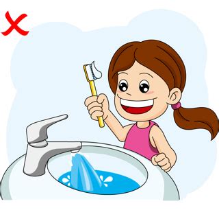 save water when brushing teeth - Clip Art Library