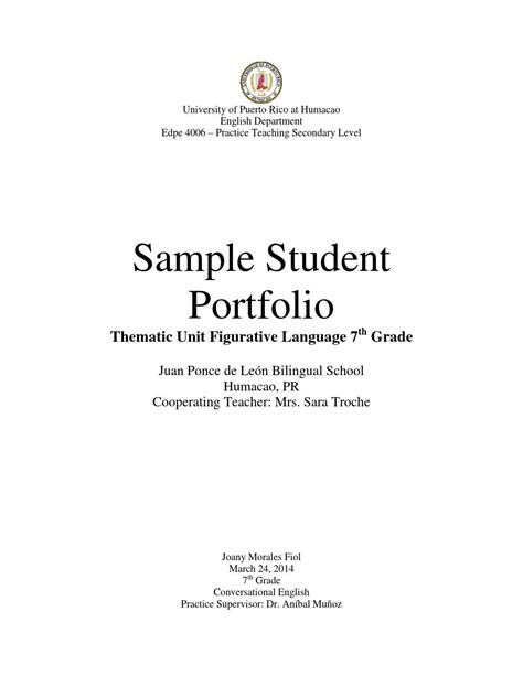 Writing Portfolio Template