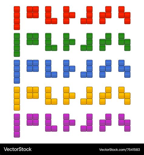 Tetris bricks pieces total set for game Royalty Free Vector