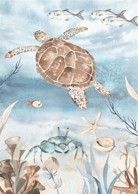 Watercolour sea turtle - Wallpaper