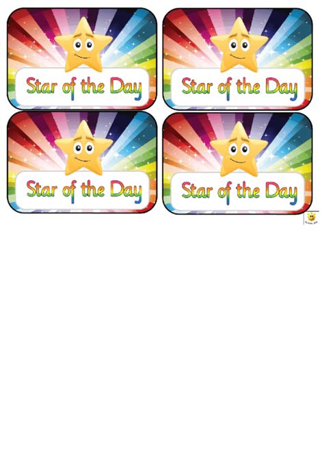 Award Certificate Template - Star Of The Day printable pdf download