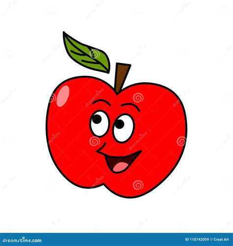 Cartoon Apple Vector.Cartoon Fruit Illustration Stock Vector ...