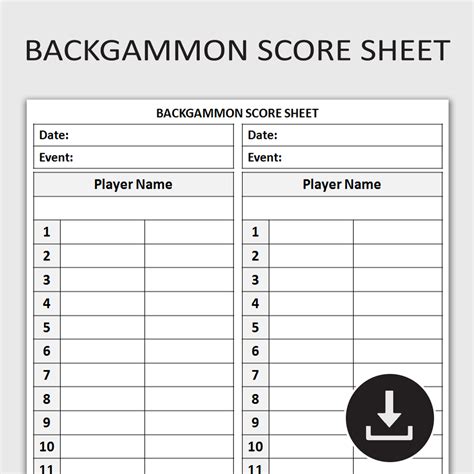 Printable Backgammon Score Tracker, Backgammon Game Scoring - Inspire ...