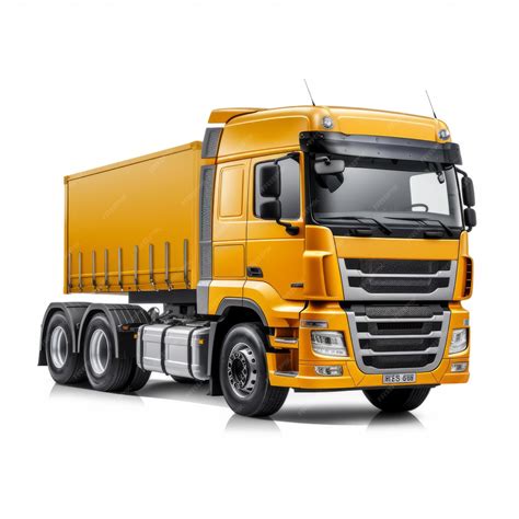 Premium AI Image | Hyperrealistic Yellow Truck On White Background